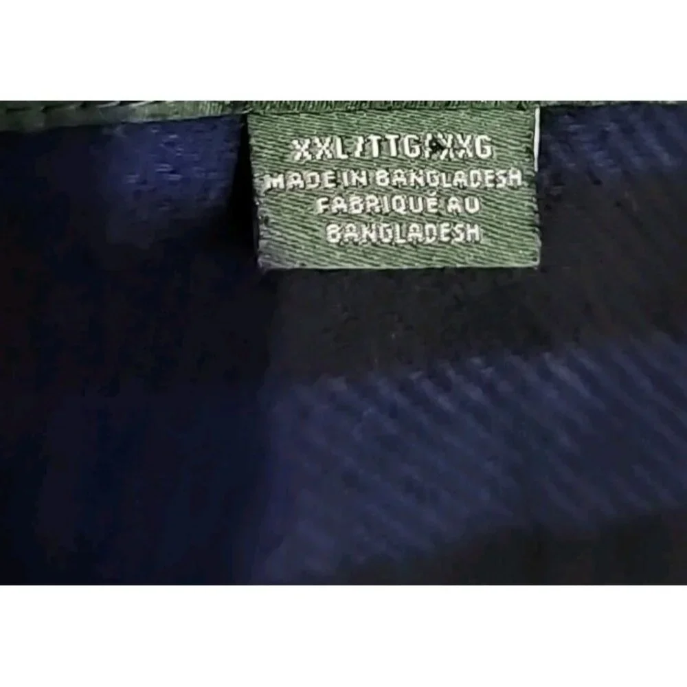 American Eagle Shacket Mens XXL Blue Black Plaid‎ Flannel Button Up Shirt READ